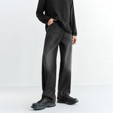 Men's Washed Cotton Wide-Leg Jeans